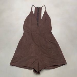 LUSH Size SMALL Brown Romper with Pockets